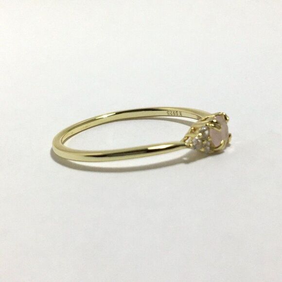 Yellow Gold Plated Sterling Silver Ring Size 7 Pink Lab Created Cubic Zirconia - Picture 12 of 16